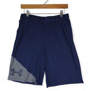 Under Armour Shorts Boys YXL Loose Heatgear Blue Gray Performance Tech